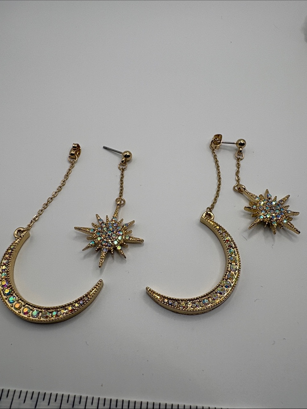 Kirk’s Folly Gold Moon & Star Dangle Earrings with Aurora Crystals
